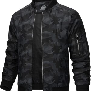 TACVASEN Men's Bomber #01 Black Jacket