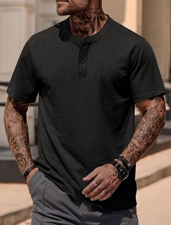 Henley Black T-Shirt - Image 2