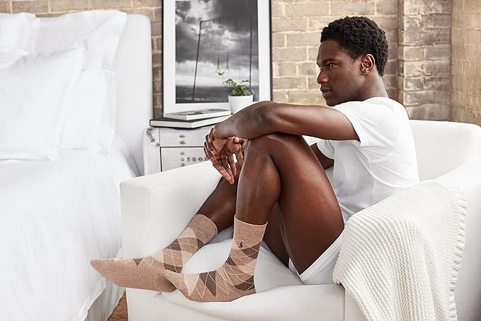 POLO RALPH LAUREN mens Black Assorted Argyle Pattern Dress Crew Socks 3 Pairs - Image 4