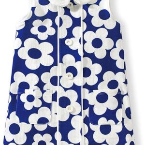 Cotton Short Sleeve Casual Girls Dresses(Blue Stripe)