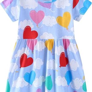 Frogwill Toddler Girls CottonShort Sleeve Summer Casual Outfit(Heartblue)