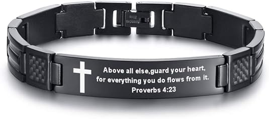 MEALGUET Stainless Steel Black-Above all else,- Proverbs 4:23 Bracelet for Men