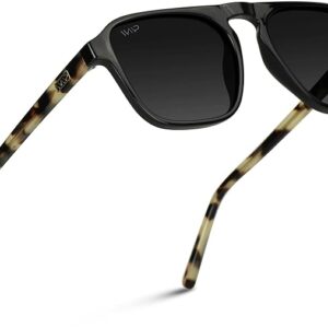 WearMe Pro Polarized Modern Aviator One-Bridge Black Beige Tortoise Square Mens Sunglasses