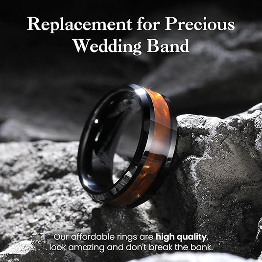 King Will Tungsten Carbide Black & Brown 8mm Wedding Band for Men - Image 2