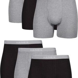 Hanes mens Boxer Briefs Cool Dri Moisture-wicking Black/Gray - 6 Pack Underwear