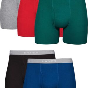 Hanes mens Boxer Briefs Cool Dri Moisture-wicking Blue/Green/Red - 5 Pack Underwear