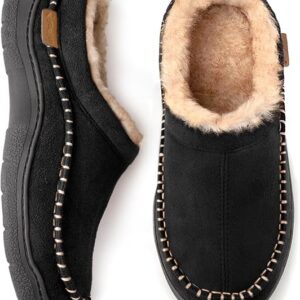 Zigzagger Men's Black Slip On Moccasin Slippers