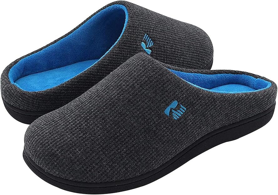 RockDove Men's Dark Grey/Blue Original Two-Tone Memory Foam Slipper