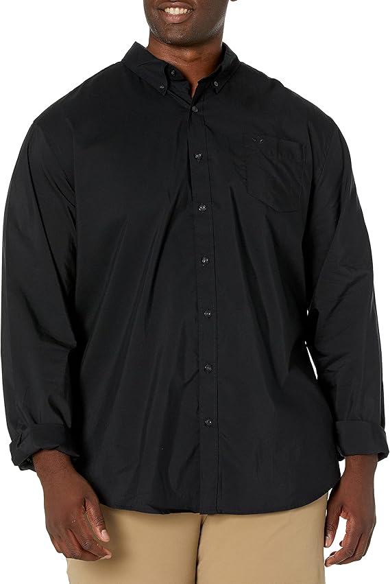 Dockers Men's Supreme Black Flex Long Sleeve Button Up Shirt