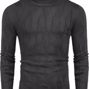 COOFANDY Turtleneck Dark Grey Sweater