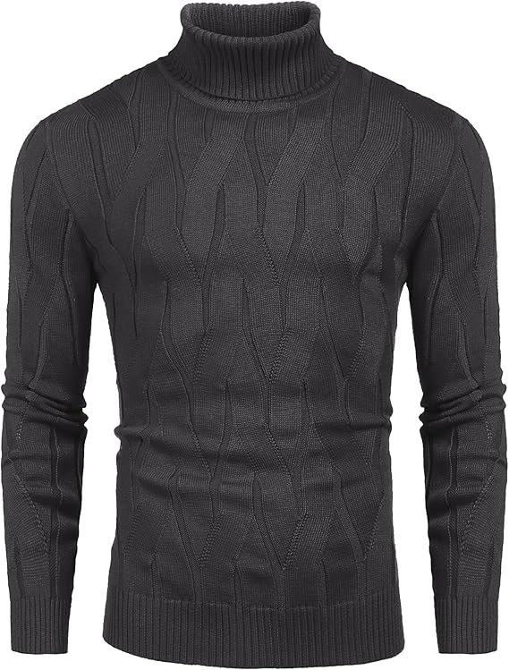 COOFANDY Turtleneck Dark Grey Sweater