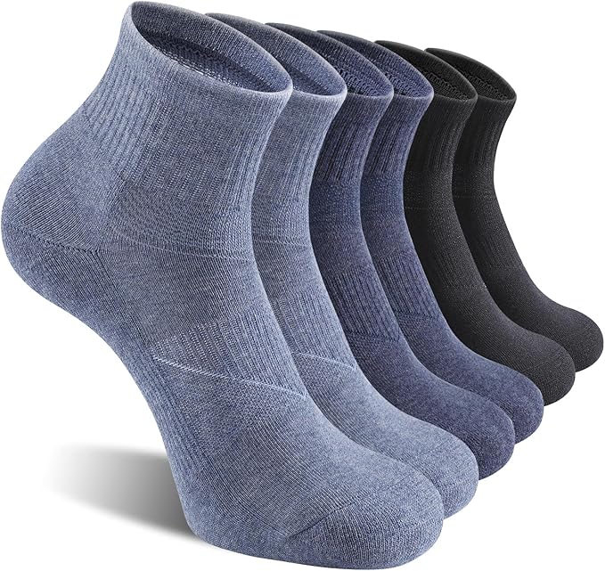 CS CELERSPORT 6 Pack Men's Black*2+light Blue*2+dark Blue*2 Ankle Socks