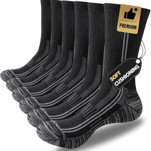 JOYNÉE Mens Black(6 Pairs) Lightweight Socks for Sports Running Hiking