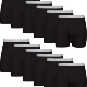 Hanes mens Boxer Briefs Cool Dri Moisture-wicking  Black - 12 Pack Underwear