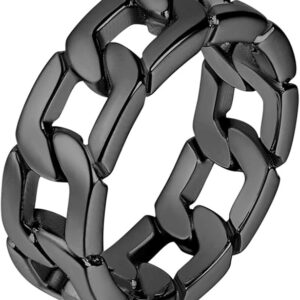 U7 Stainless Steel Mens Black Ring