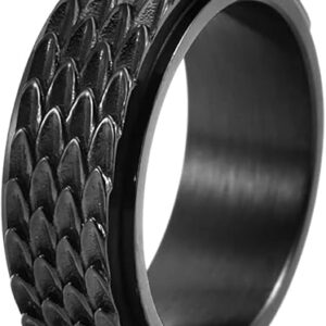 Nanafast Dragon Scale Anxiety Black Ring for Men
