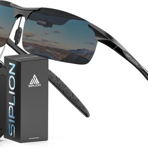 SIPLION Black Frame/Black Lens(not Mirrored) Sunglasses Men