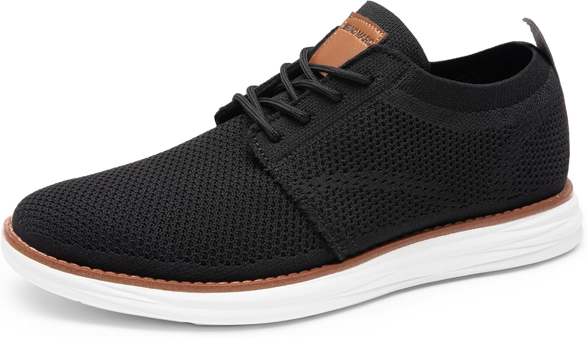 Bruno Marc Men's KnitFlex Black Mesh Sneakers
