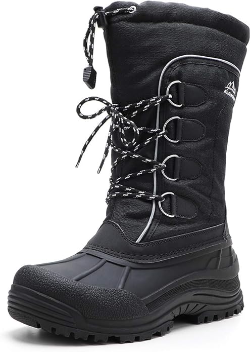 ALEADER Men's Black/Lace Winter Waterproof Snow Boots