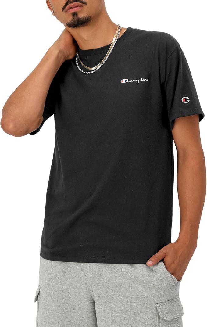 Champion Men's Fleece Midweight Crewneck Black Small - Small Script Logo Sweatshirt