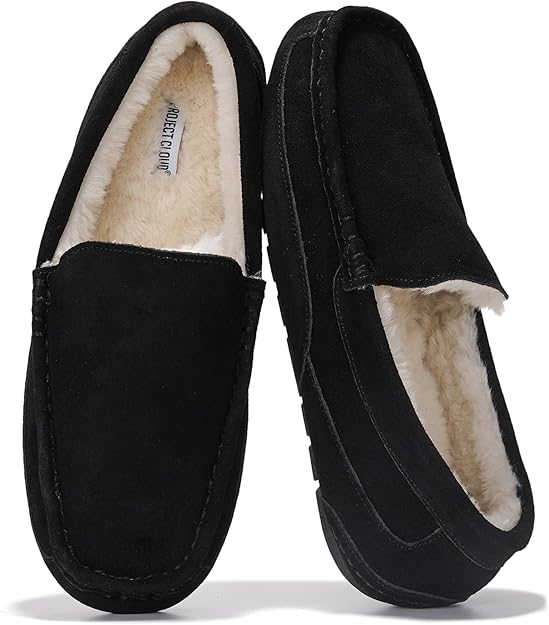 Project Cloud Mens Black Suede Slippers