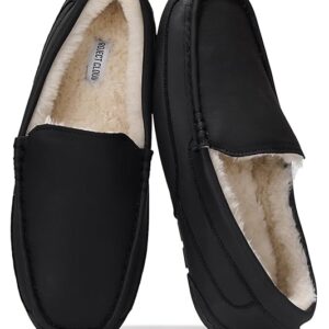 Project Cloud Mens Black Leather Slippers
