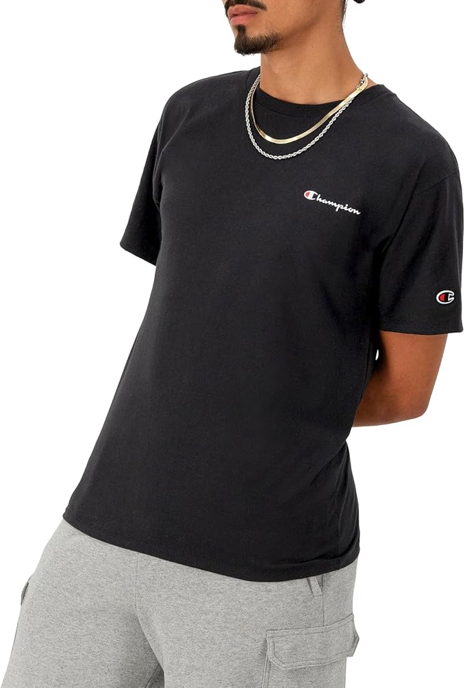 Champion Men's Fleece Midweight Crewneck Black Small - Small Script Logo Sweatshirt - Image 2