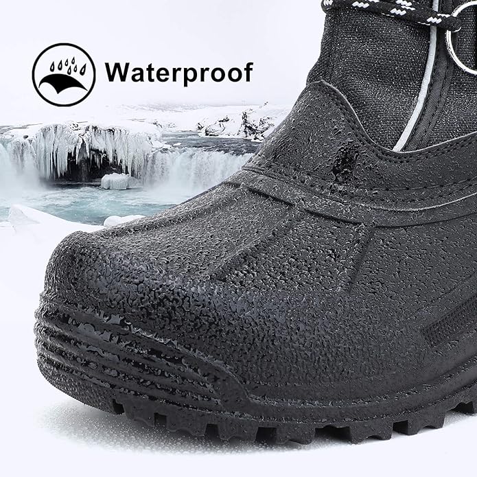ALEADER Men's Black/Lace Winter Waterproof Snow Boots - Image 2