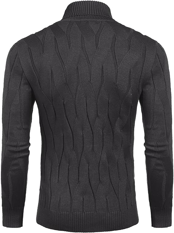 COOFANDY Turtleneck Dark Grey Sweater - Image 3