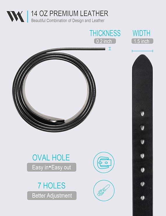 WOLFANT Thicken Full Grain Heavy Duty Black Belts for Men - Image 2