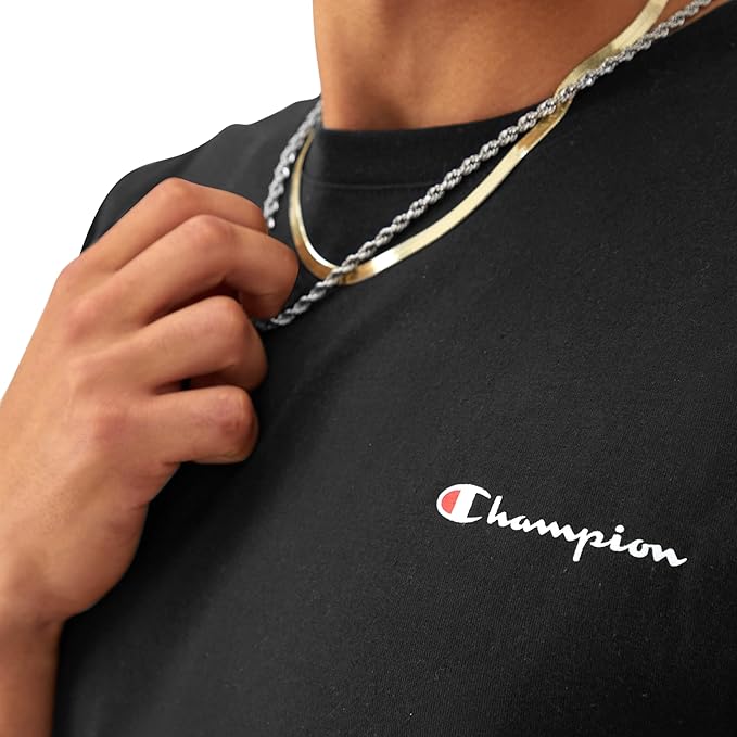Champion Men's Fleece Midweight Crewneck Black Small - Small Script Logo Sweatshirt - Image 4