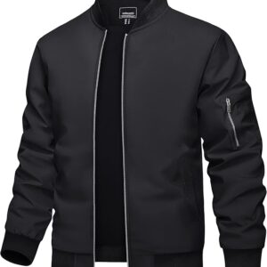 TACVASEN Men's Bomber  Black Jacket