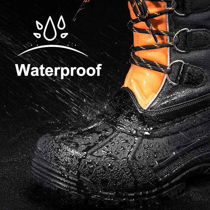 ALEADER Men's Black/Orange Winter Waterproof Snow Boots - Image 2