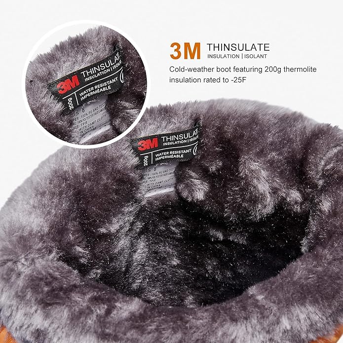 ALEADER Men's Black/Orange Winter Waterproof Snow Boots - Image 3