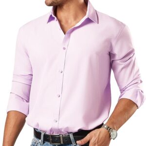 Men's Button Down Long Sleeve Tuxedo Blush Pink Shirt