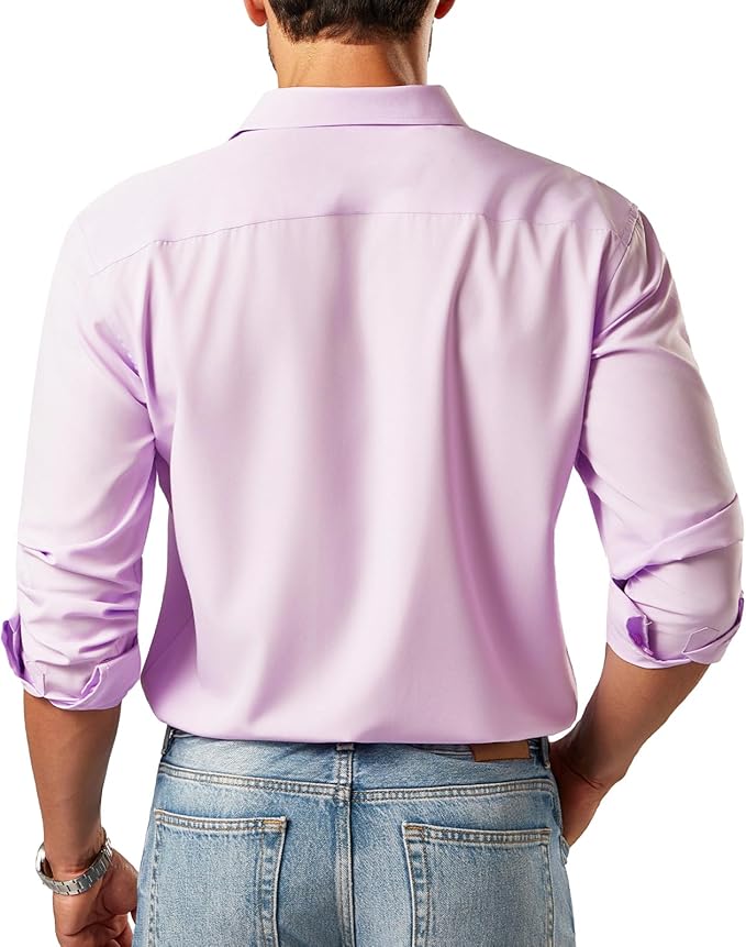 Men's Button Down Long Sleeve Tuxedo Blush Pink Shirt - Image 2