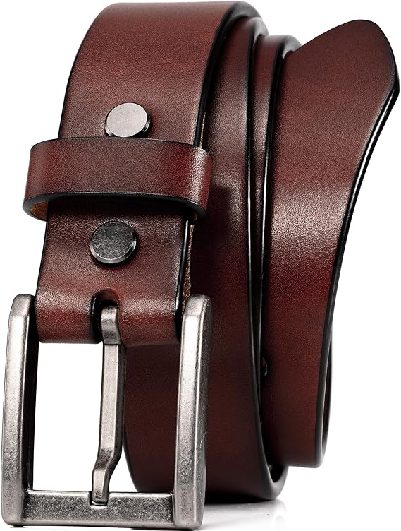 WOLFANT Thicken Full Grain Heavy Duty Brown Belts for Men