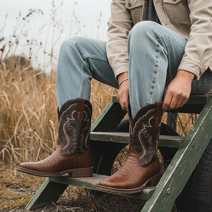 IUV Cowboy Dark Brown Boots for Men - Image 4