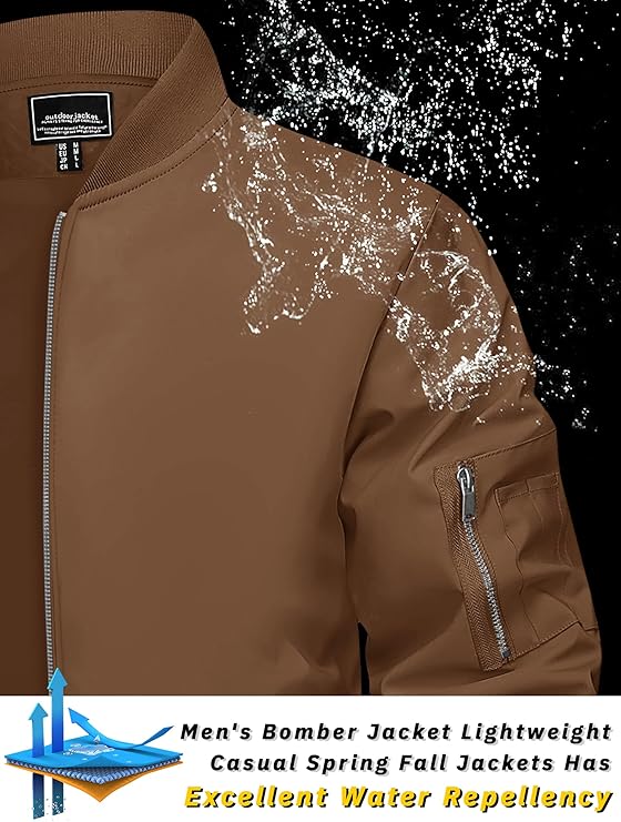 TACVASEN Men's Bomber #01 Brown Jacket - Image 2