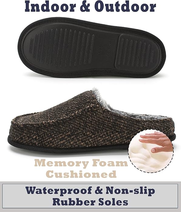 Cozylook Brown Men's Slip-on Slippers - Image 3