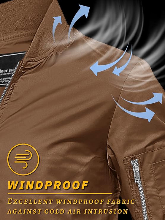 TACVASEN Men's Bomber #01 Brown Jacket - Image 3