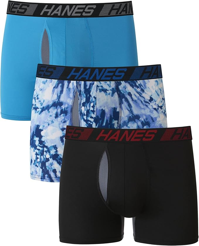 Hanes Men's Underwear Black/Tie Dye/Blue 3-Pack
