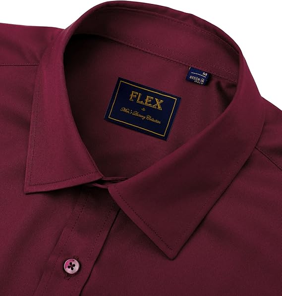 J.VER Men's Dress Shirts Solid Long Sleeve Burgundy Formal Shirt - Image 3