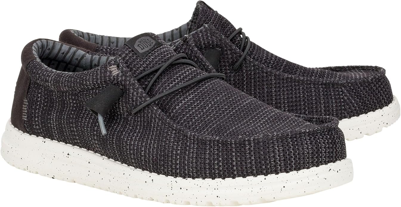 HEYDUDE Men’s Black/White Wally Stretch Sox Slip-On Loafer - Image 3