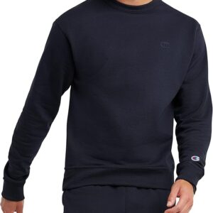Champion Men's Fleece Midweight Crewneck Navy - C Logo Sweatshirt