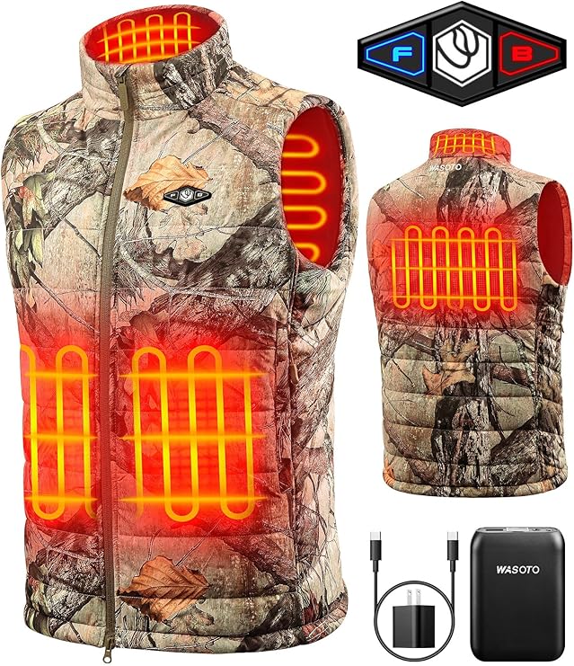 Heated Vest for Men with 9V 16000mAh Battery Pack Charger Lightweight Mens Heated Vest(Camo-a)