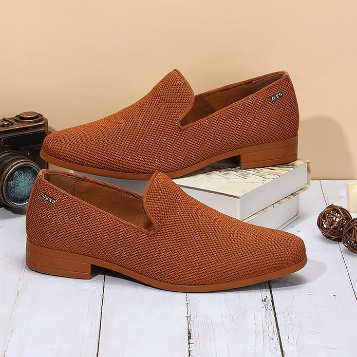 UUBARIS Mens Camel Dress Loafers - Image 4
