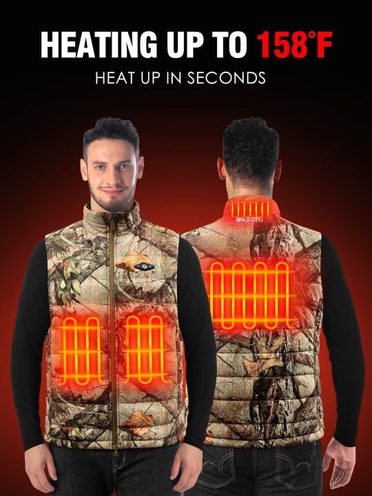 Heated Vest for Men with 9V 16000mAh Battery Pack Charger Lightweight Mens Heated Vest(Camo-a) - Image 2