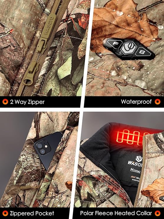Heated Vest for Men with 9V 16000mAh Battery Pack Charger Lightweight Mens Heated Vest(Camo-a) - Image 4