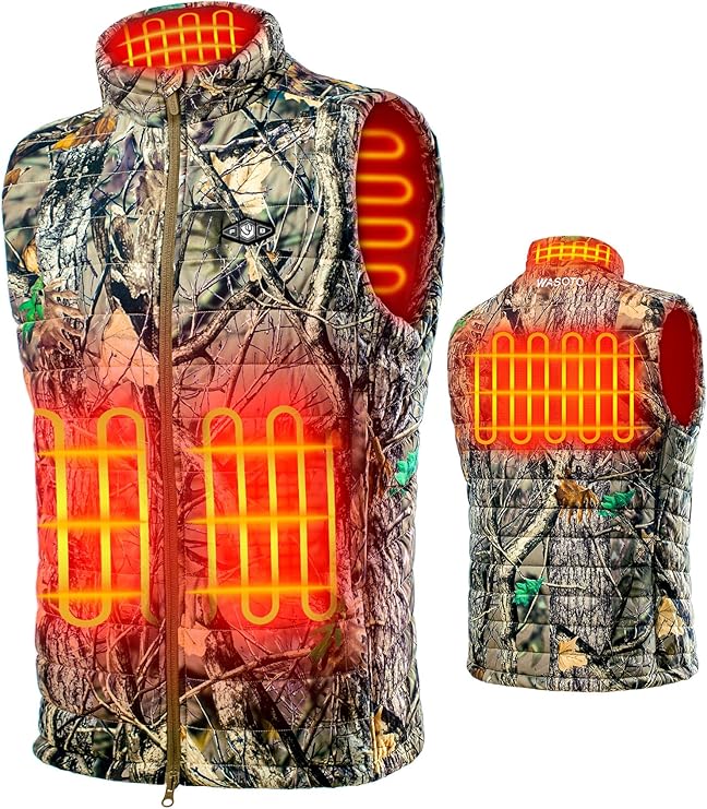 Heated Vest for Men with 9V 16000mAh Battery Pack Charger Lightweight Mens Heated Vest(Camo-b)
